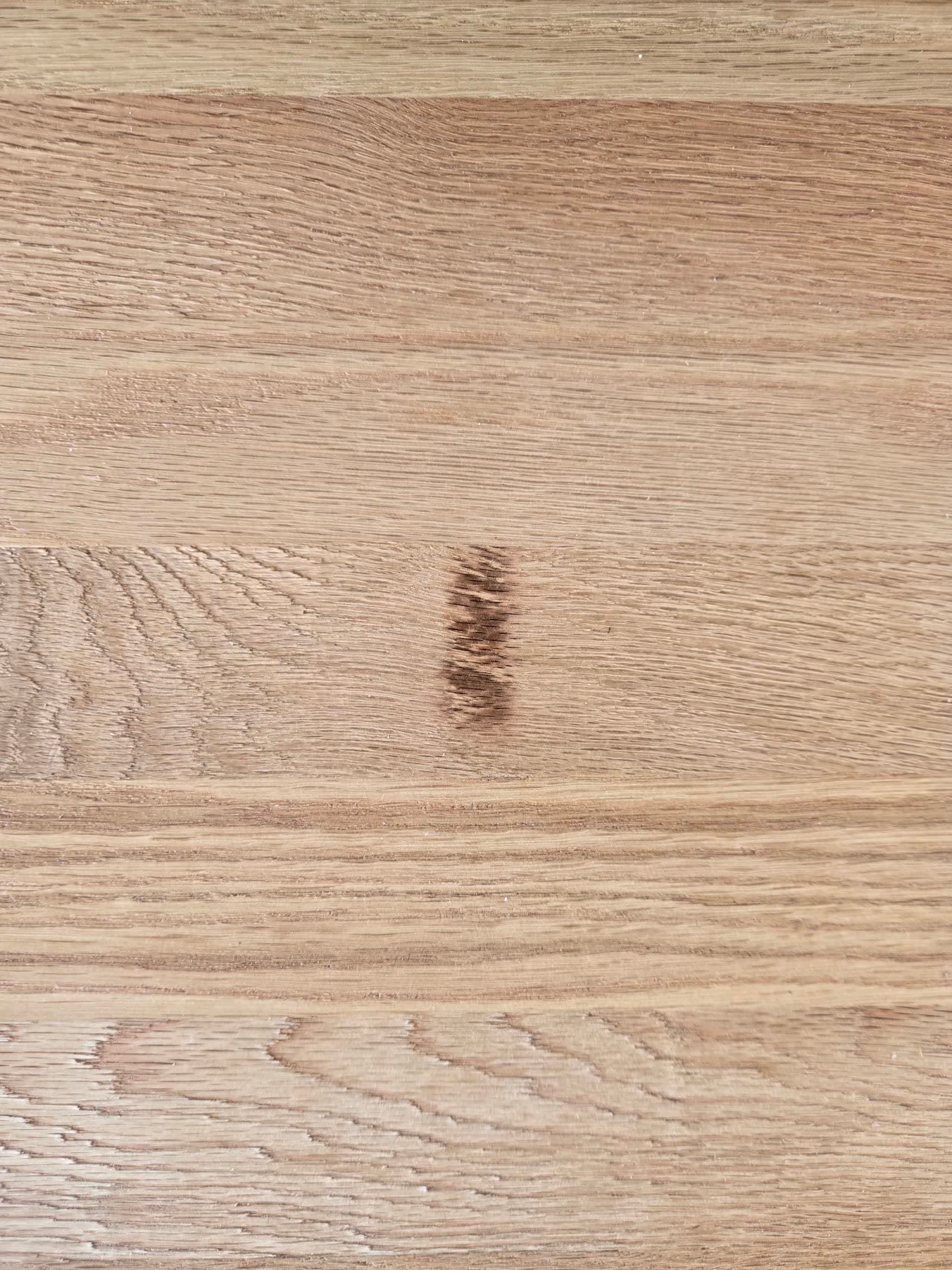 Sep 22: burn mark left in the finished surface.